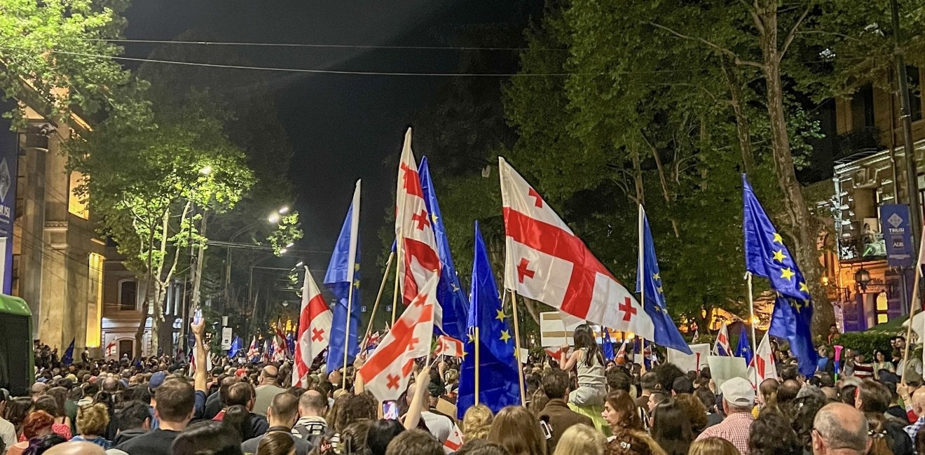 Pro-EU Georgians protesting in Tbilisi