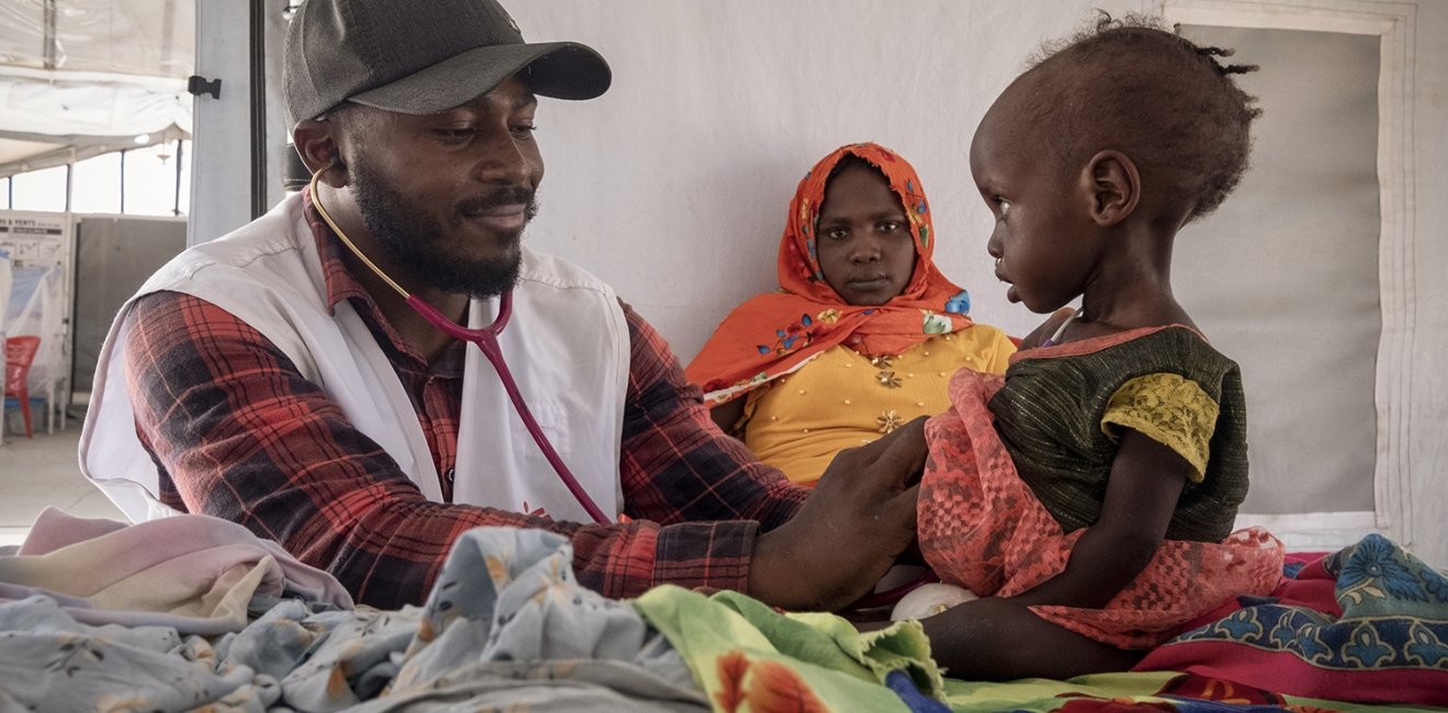 Sudanese Children suffering from malnutrition are treated at an MSF clinic in Metche Camp, Chad, near the Sudanese border, on April 6, 2024. 