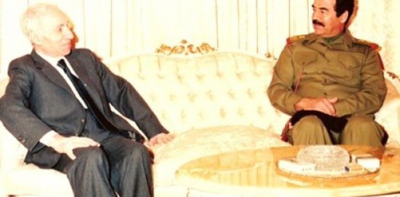 Saddam meets with founder of Ba'athist thought, Michael Aflaq, in 1988