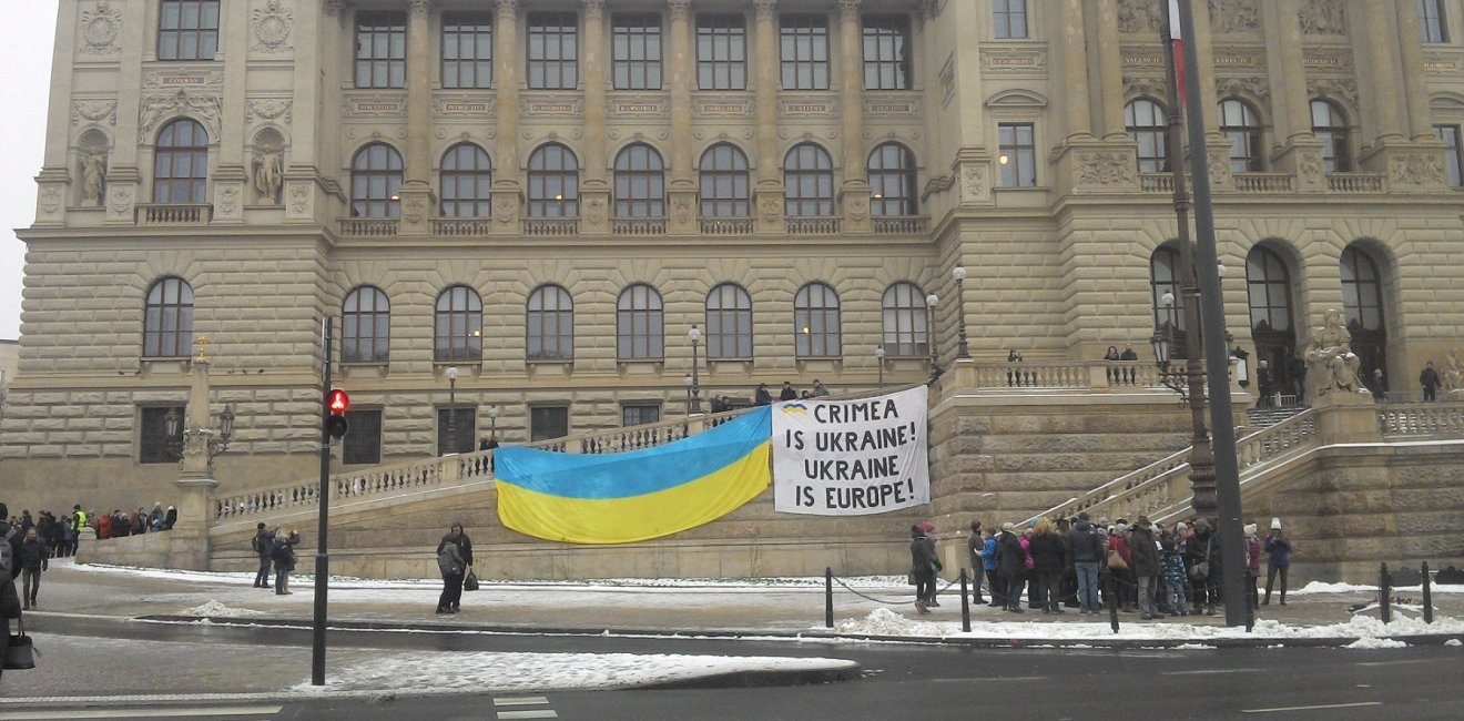 ukraine protest at National Museum in Prague