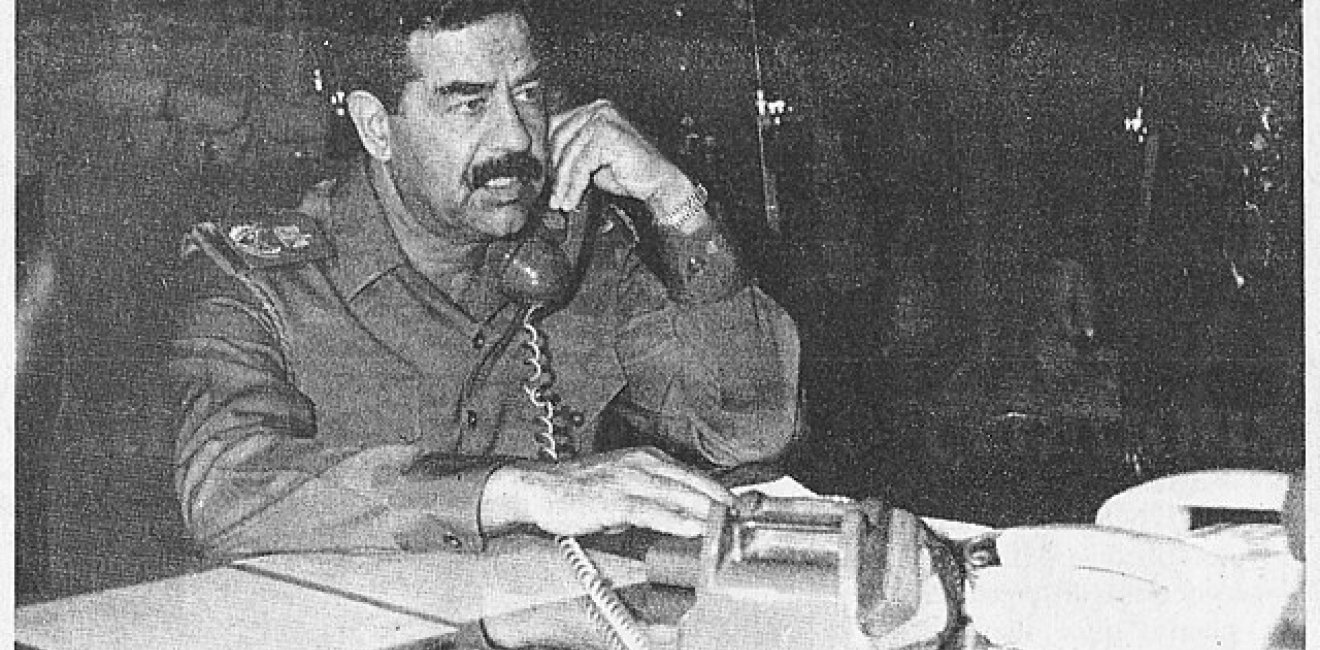 Saddam on a phone call