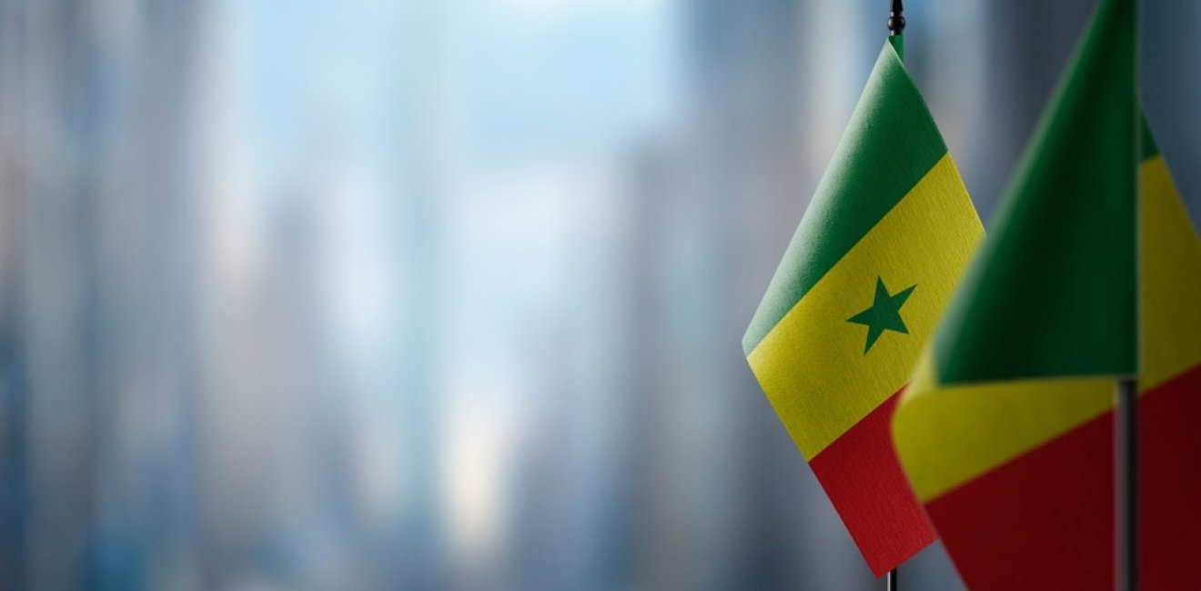 Flags of Senegal with Blurred Backdrop