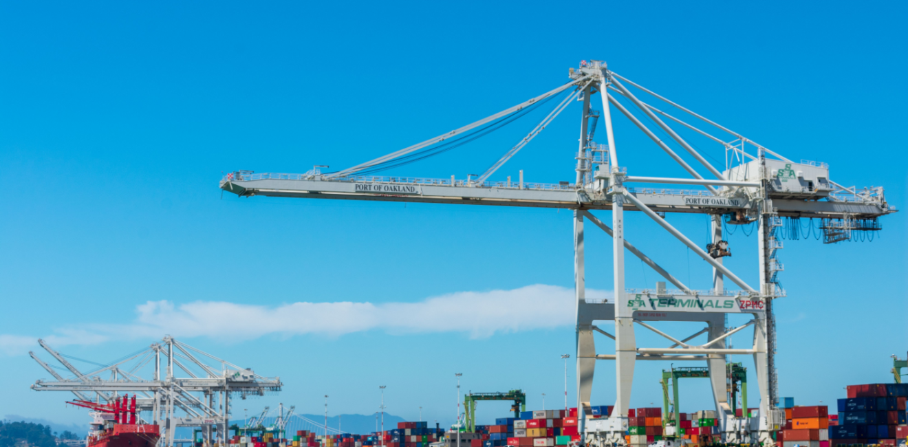 Crane at container terminal