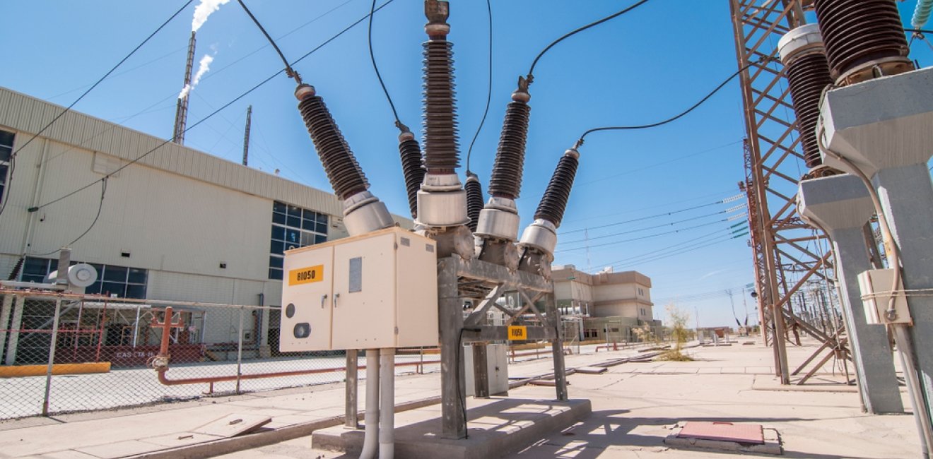 Power circuit breaker in substation, geothermal power plant. MEXICO