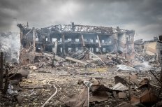 A bombed building in Dnipro, Ukraine, Mar 11, 2022