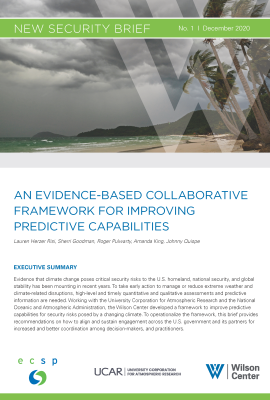 Cover page for the brief, "An Evidence-Based Collaborative Framework for Improving Predictive Capabilities"