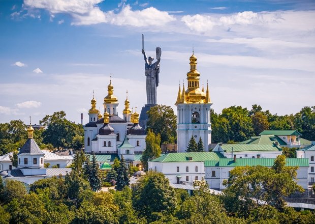 An aerial view of Kyiv, Ukraine