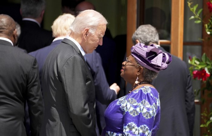 World Trade Organization Director-General Ngozi Okonjo-Iweala with Biden