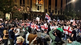 protest against foreign agents law in Tbilisi Georgia