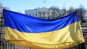 Ukraine flag displayed in front of the white house