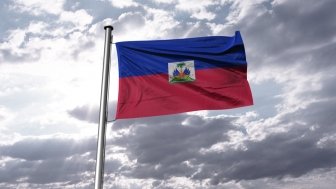 Haitian Flag Over Cloudy Sky