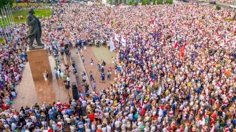 Grodno, Belarus August 17, 2020: Peaceful protests in Belarus.