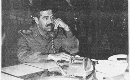 Saddam on a phone call