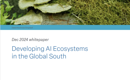 Front page of the publication: Developing AI Ecosystems in the Global South with a picture of mushrooms on the top