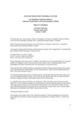 Memorial Lecture for Senator Ted Kennedy: New Beginnings, Enduring Challenges: American Foreign Policy to Africa from Kennedy to Obama