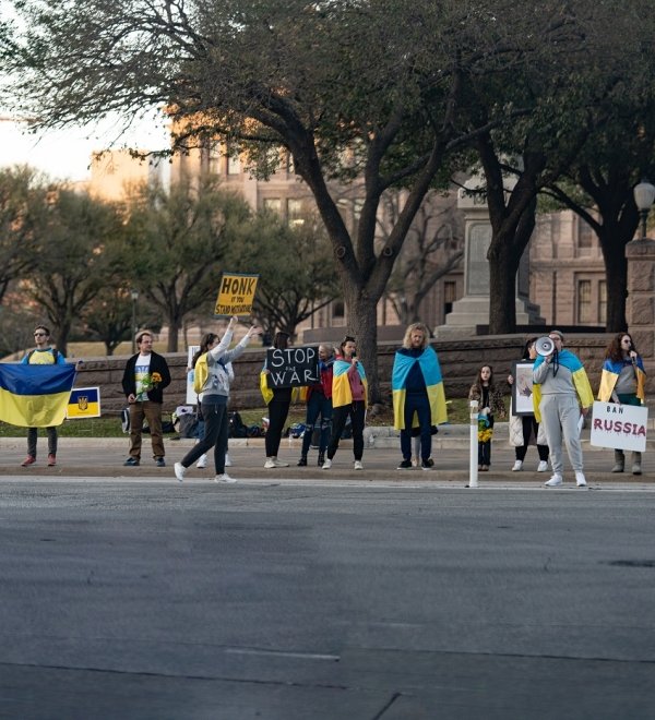 Protestors against Russia's war in Ukraine 