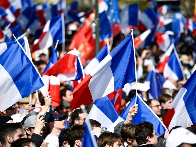 Crowd and Supporters with French Flags