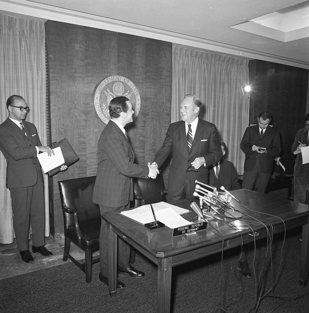 Photogrpah Taken During the Signing of the Non-Proliferation Treaty between the United States and Germany