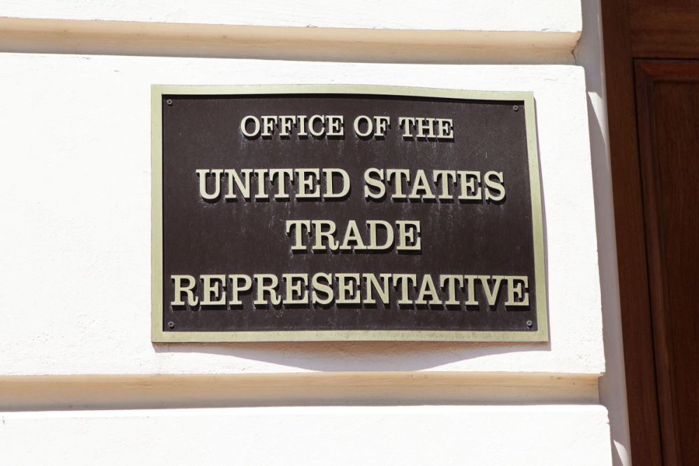 Plaque that reads 'Office of the United States Trade Representative'