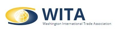 Blue and Yellow Logo with Globe and Washington International Trade Association underneath