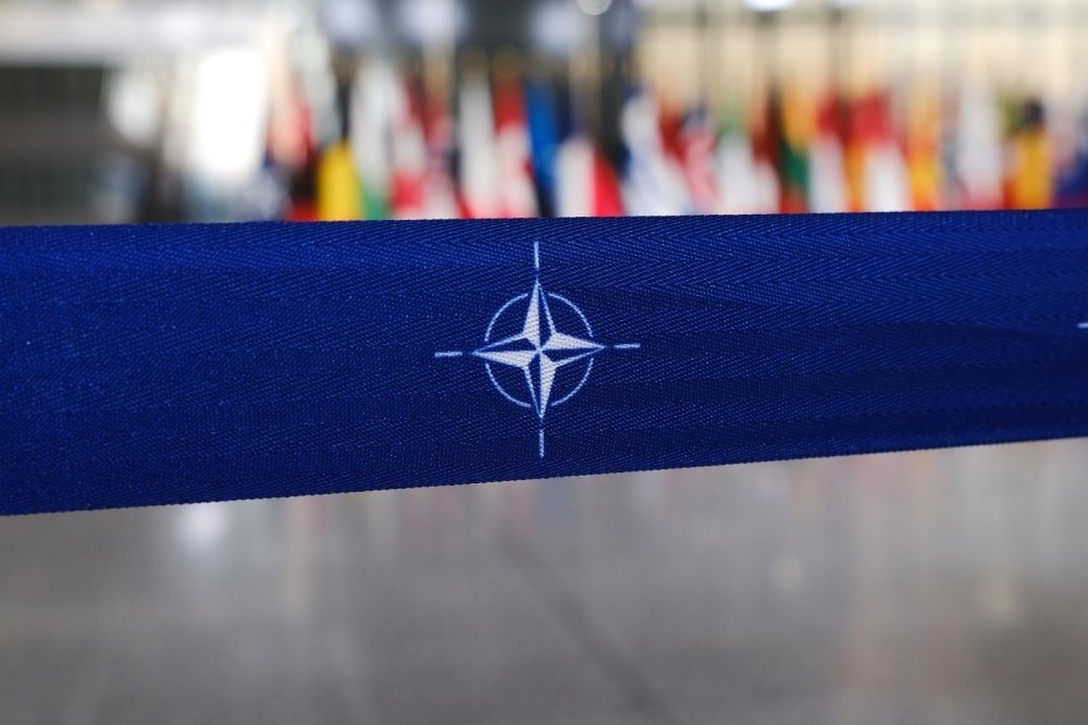 Nato logo on a banner