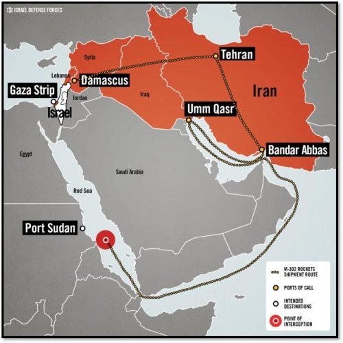 IDF image of rocket smuggling routes to Gaza