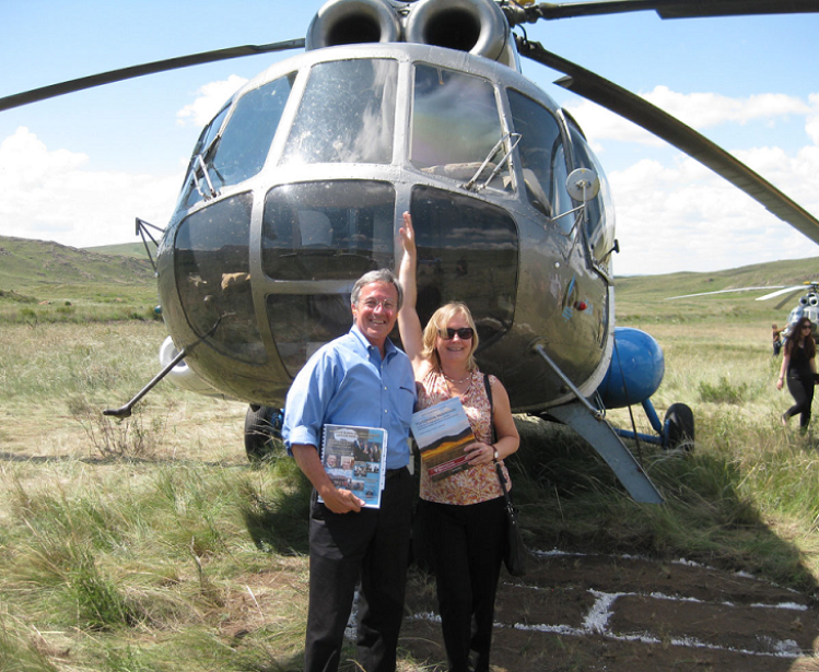 Tom Blanton and Svetlana Savranskaya at the former Soviet nuclear test site near Semipalatinsk, Kazakhstan, in 2015.