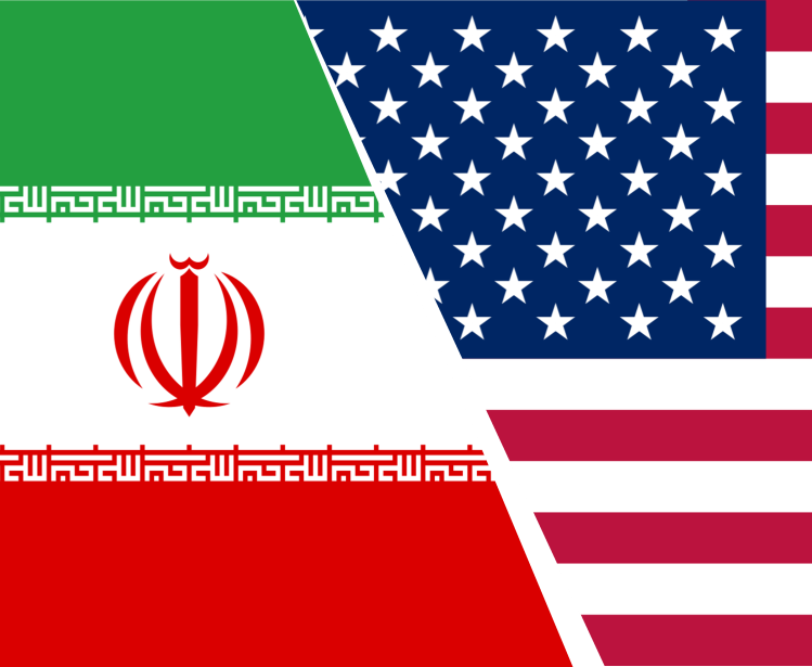 US-Iran flags