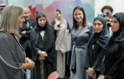 Dr. Sonia Ben Jaafar, CEO, engaging with students enrolled in the Nomu Al Ghurair-Talaaqa Program in the United Arab Emirates, June 12, 2024. Courtesy of the Abdulla Al Ghurair Foundation.