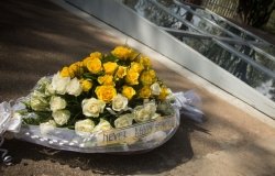 Flowers at the Kigali Genocide Memorial for the victims of the 1994 genocide in Rwanda. 