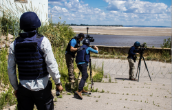 Nikopol, Ukraine - July 10, 2023 Omar Al Hajj, a Syrian journalist correspondent for Al Jazeera. This outstanding journalist covers the war in Ukraine and provided direct information on the situation.