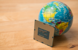 Central Processing Unit leaning against a globe