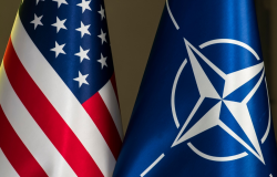 Flags of the US and NATO