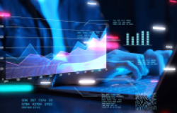 Data analytics graph showing downward trend