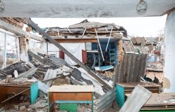 Destroyed school in Ukraine