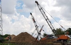 Sand extraction near Long Xuyen – one of the sand mining hotspots along the Mekong delta in Vietnam