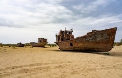 Aral sea boat graveyard