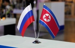 Russian and North Korean Table Flags